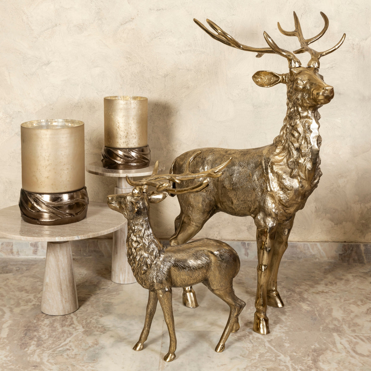 Khary Metal Statua di renna dorata Large PTMD