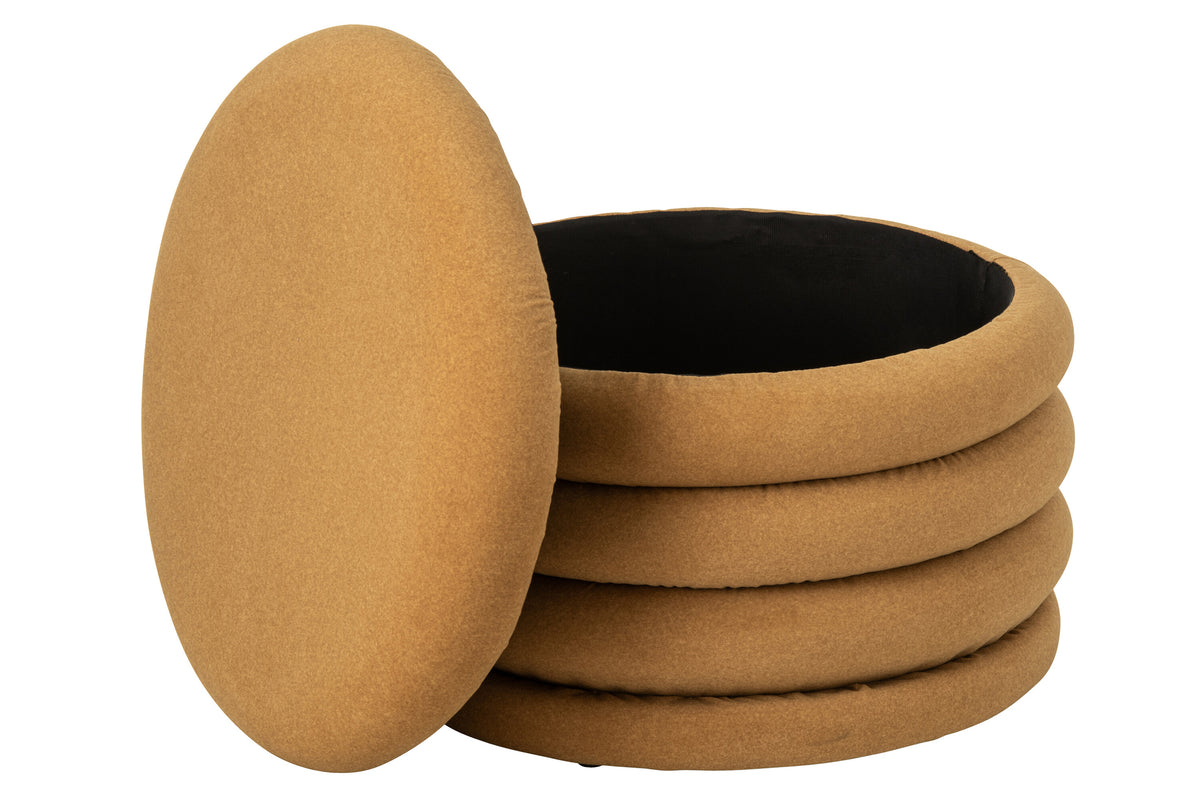 Pouf Mich in compensato/tessuto giallo ocra J-Line