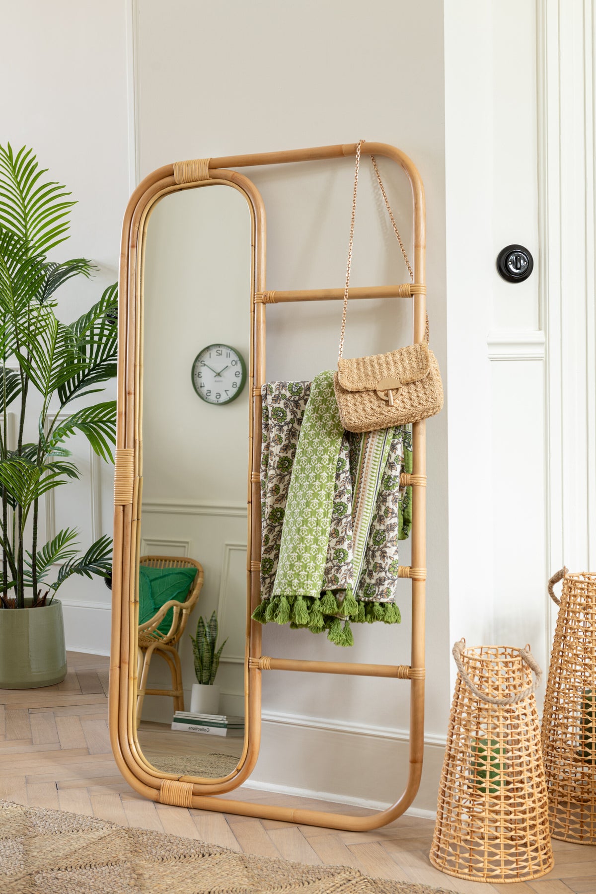 Specchio a scala in rattan naturale J-Line