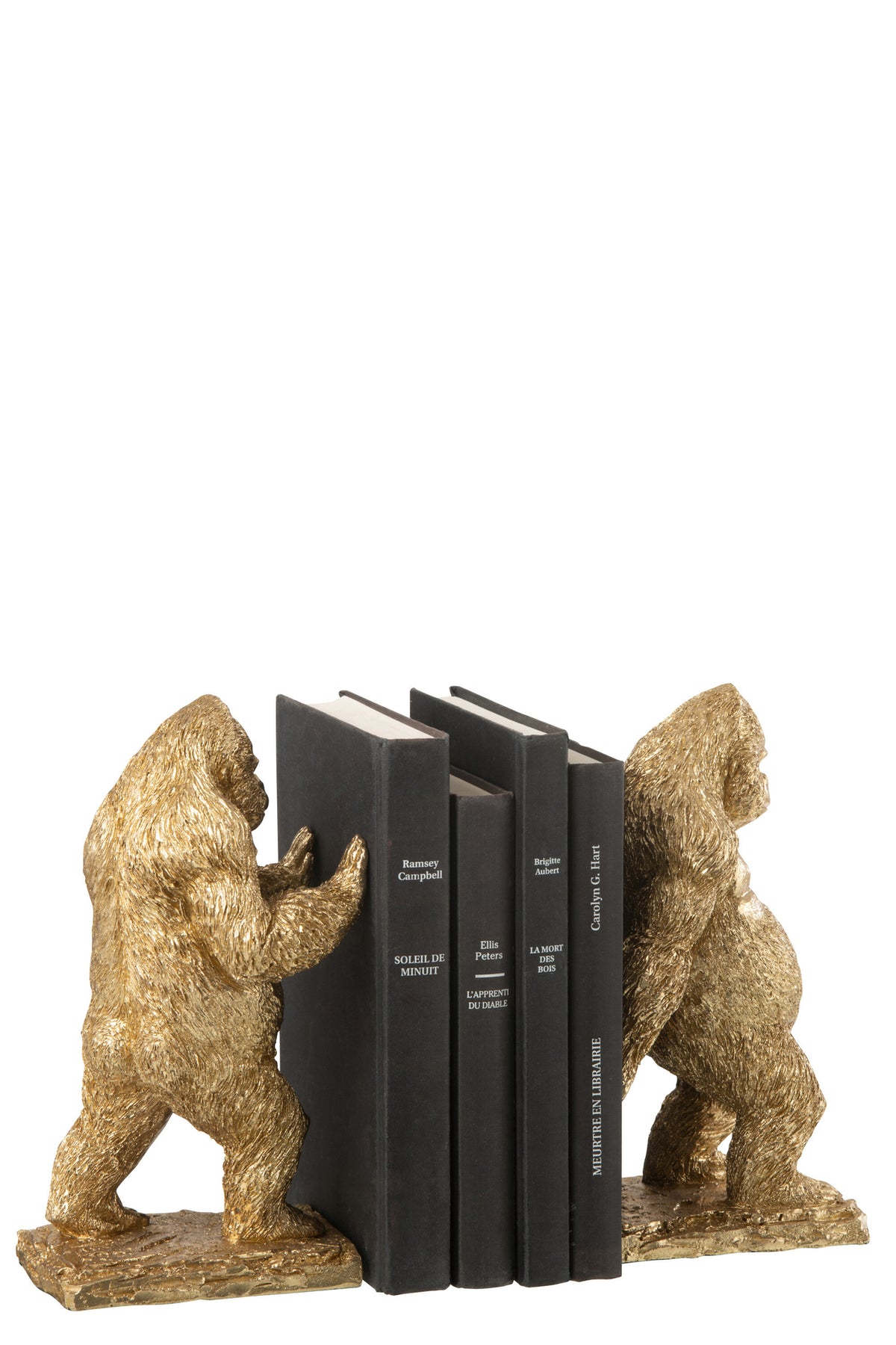 Set di 2 fermalibri Gorilla in resina dorata J-Line