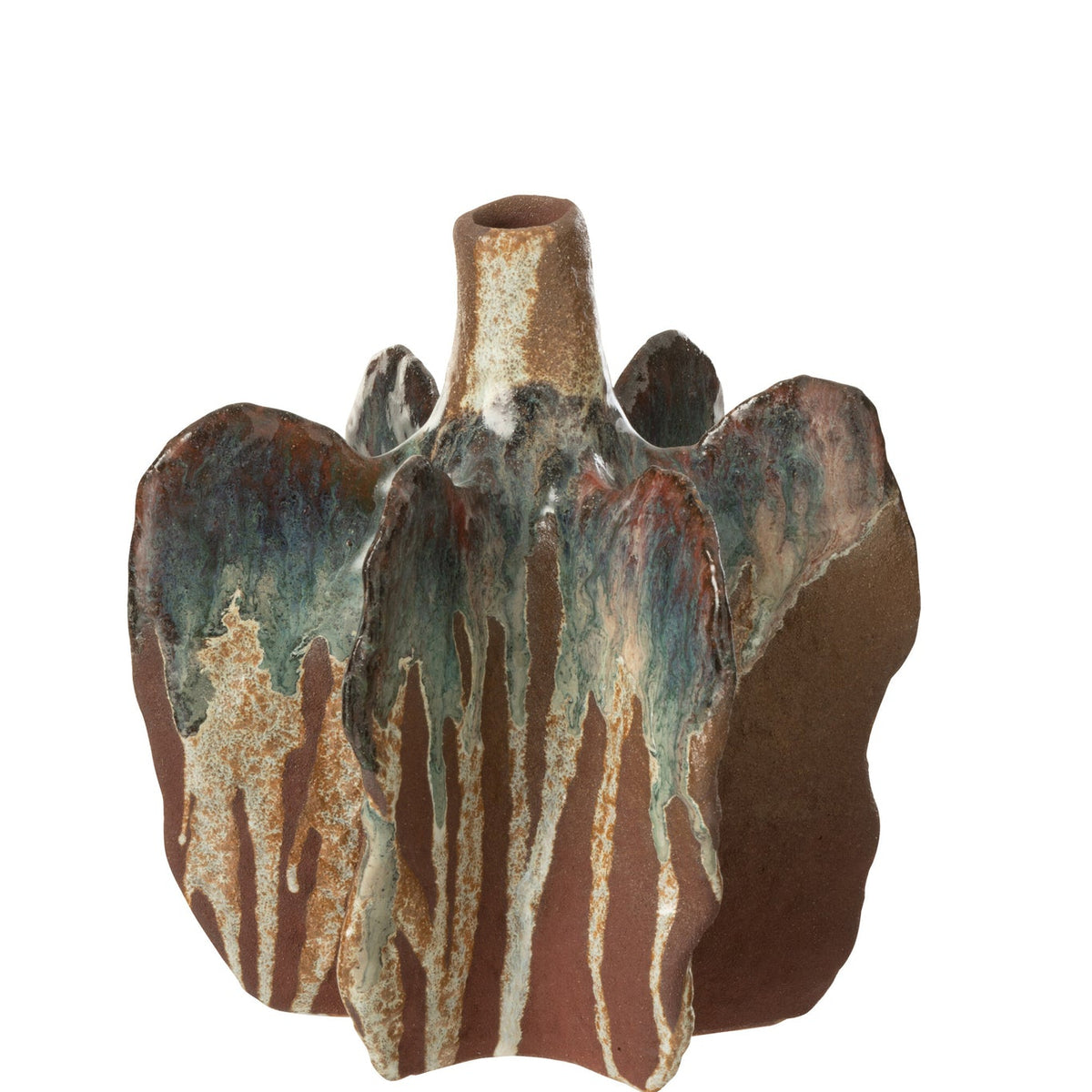 Vaso Naga Ceramica Marrone Arrugginito Medio 18,5x18x20,5cm J-Line