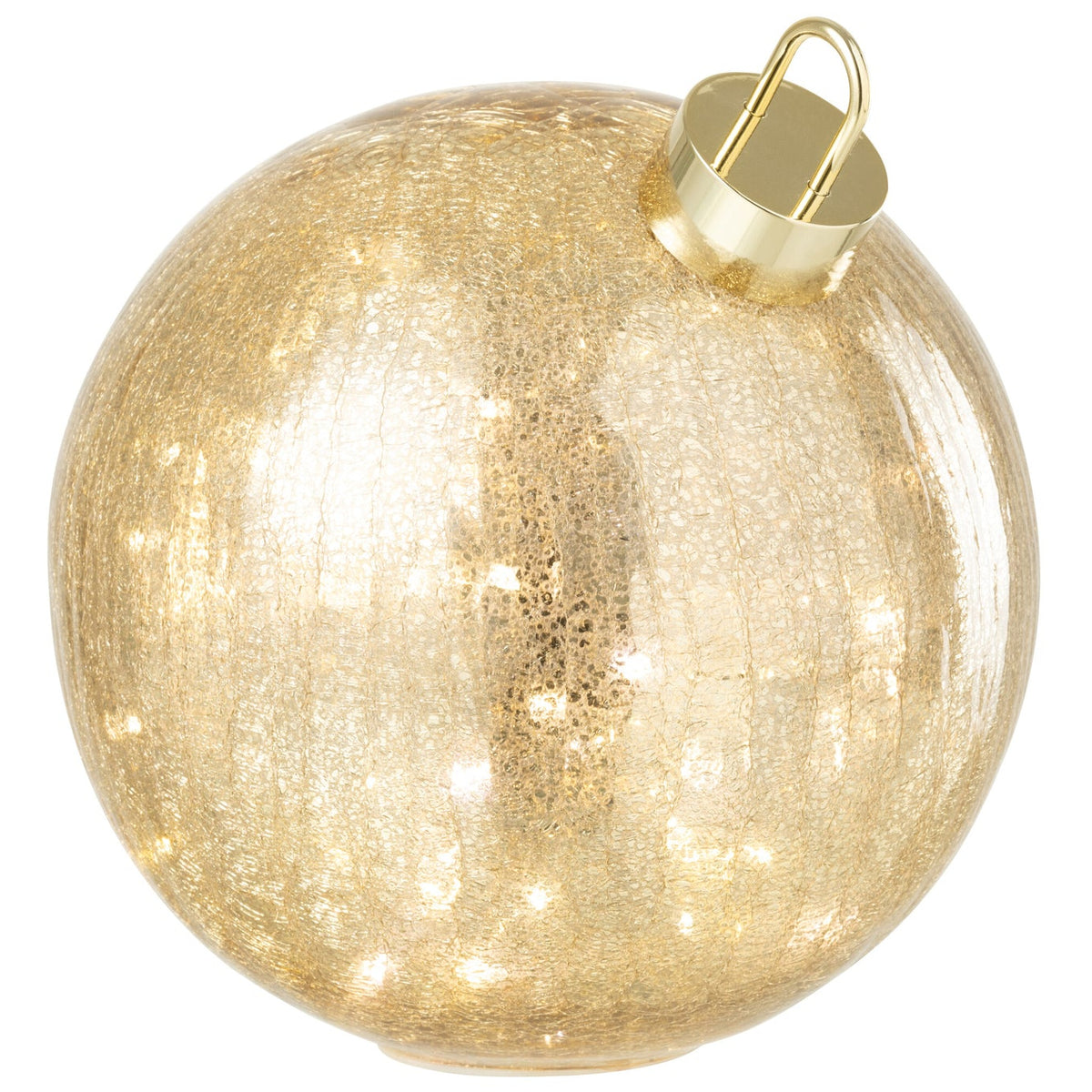 Palla di Natale in vetro con LED color oro Large J-Line