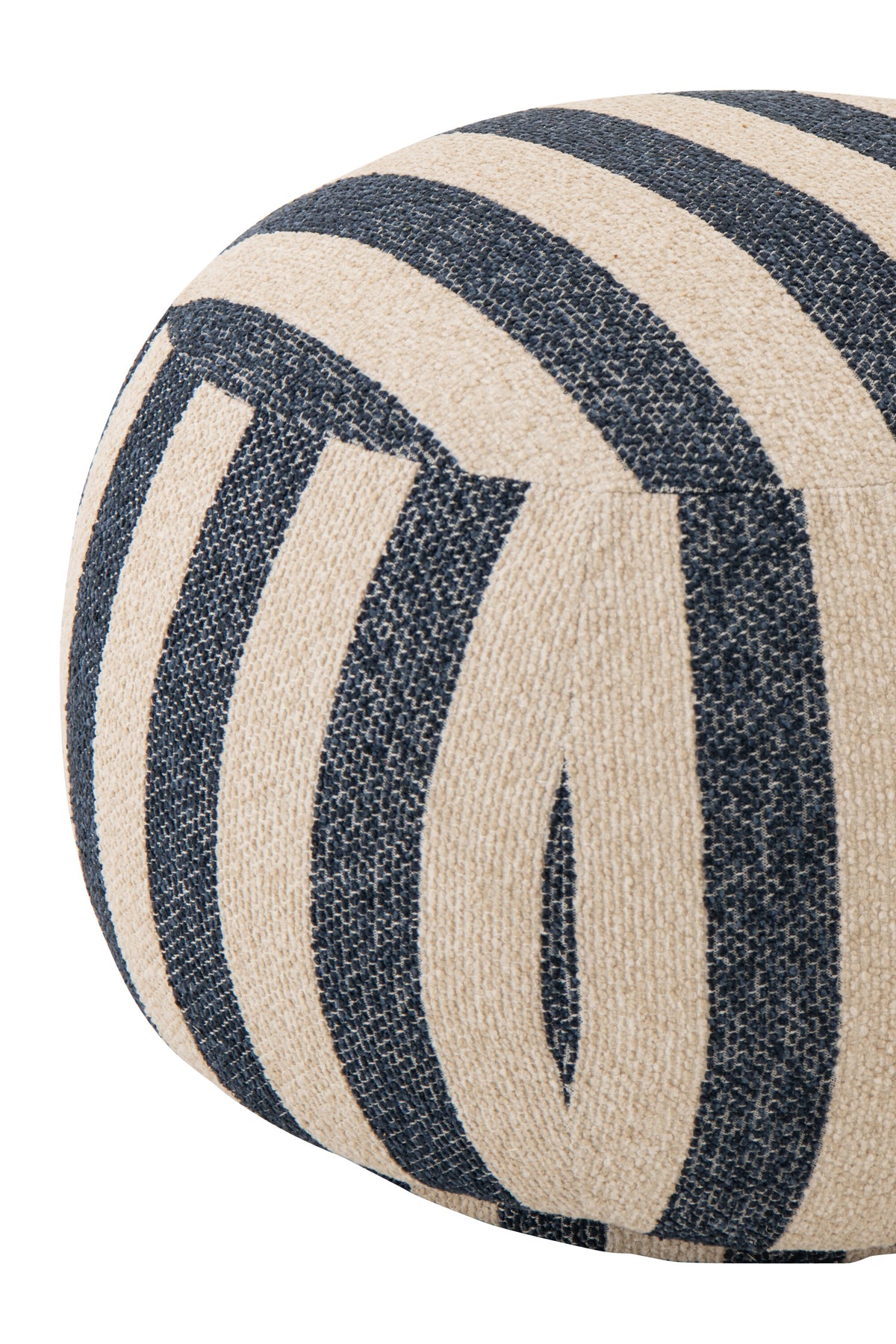 Poltrona con pouf in tessuto a righe blu/bianco sporco J-Line