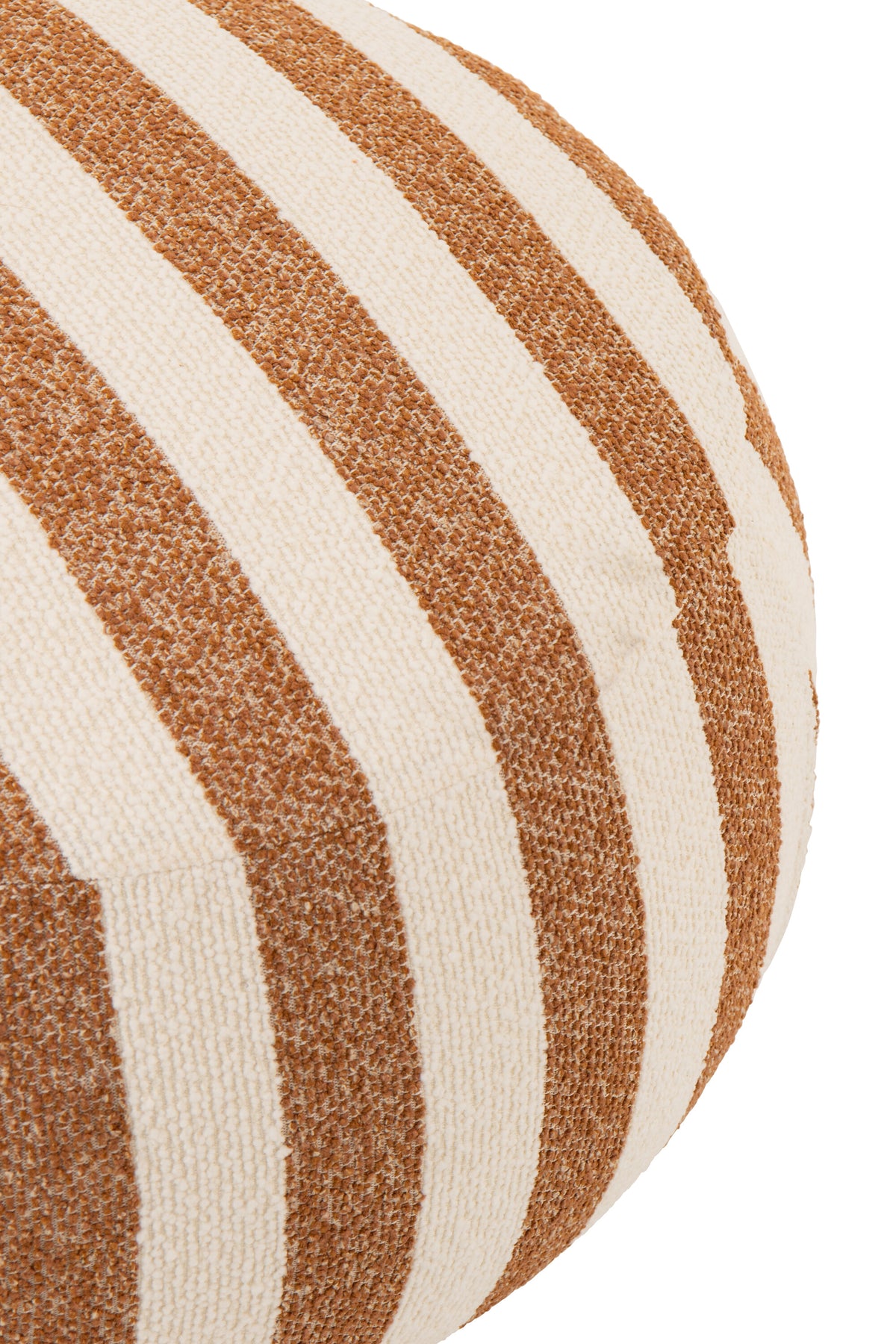 Poltrona con pouf in tessuto a righe color cammello/bianco sporco J-Line