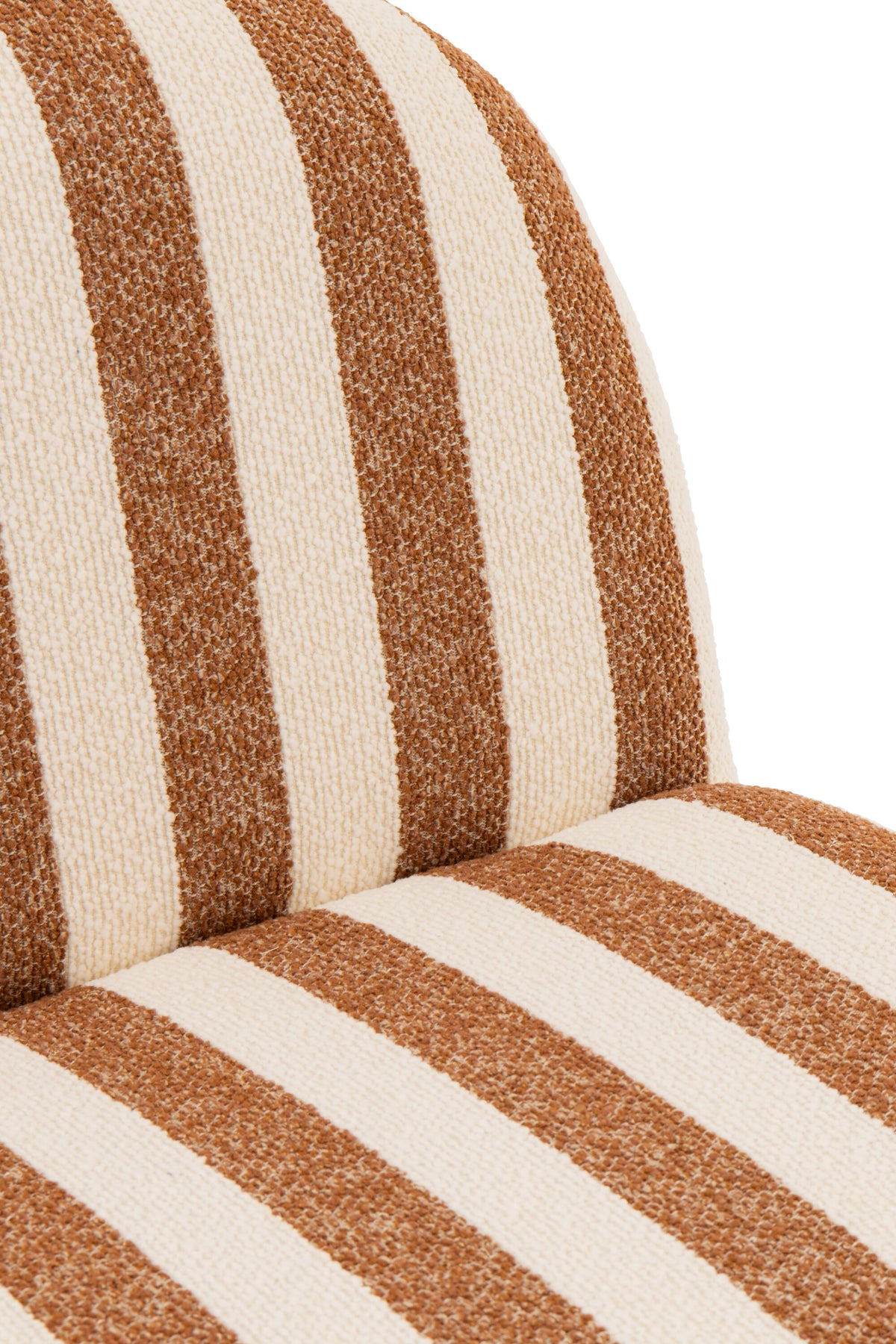 Poltrona con pouf in tessuto a righe color cammello/bianco sporco J-Line
