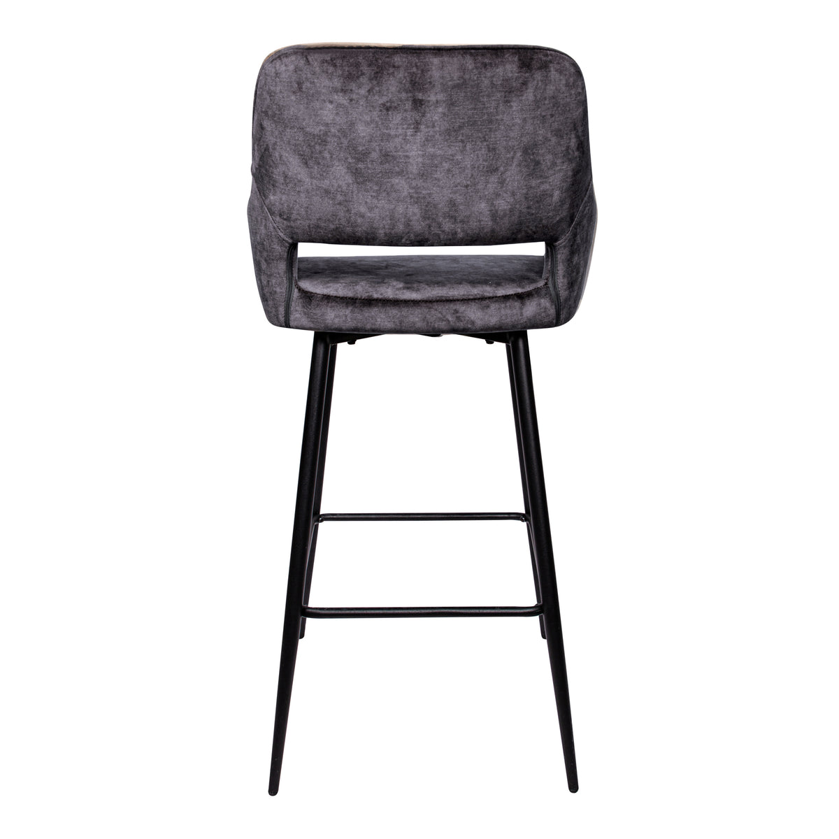 Set di 2 sgabelli da bar Fallon Velvet Anthracite con gambe in metallo nero PTMD
