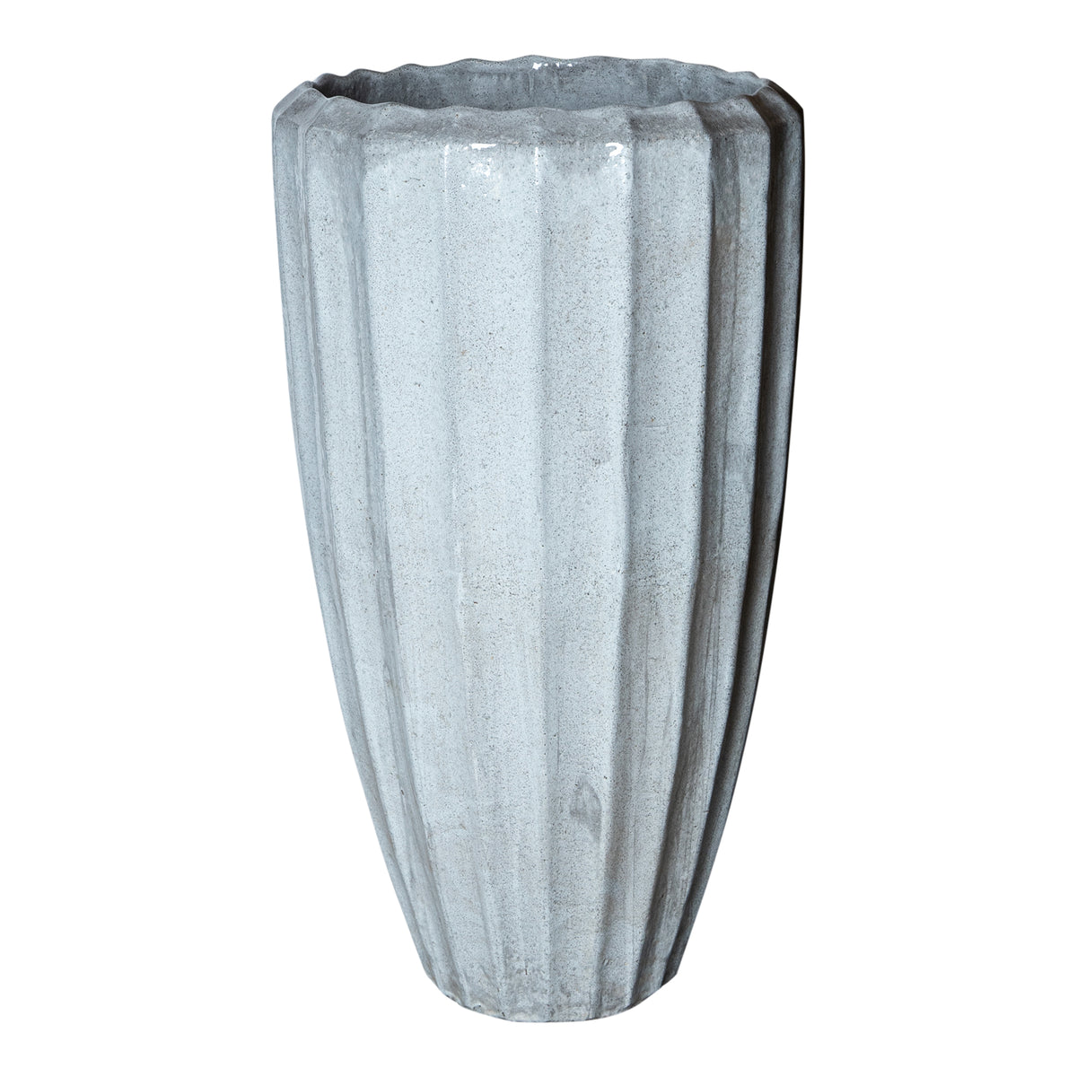 Olver White vaso in ceramica struttura scanalata rotondo L PTMD