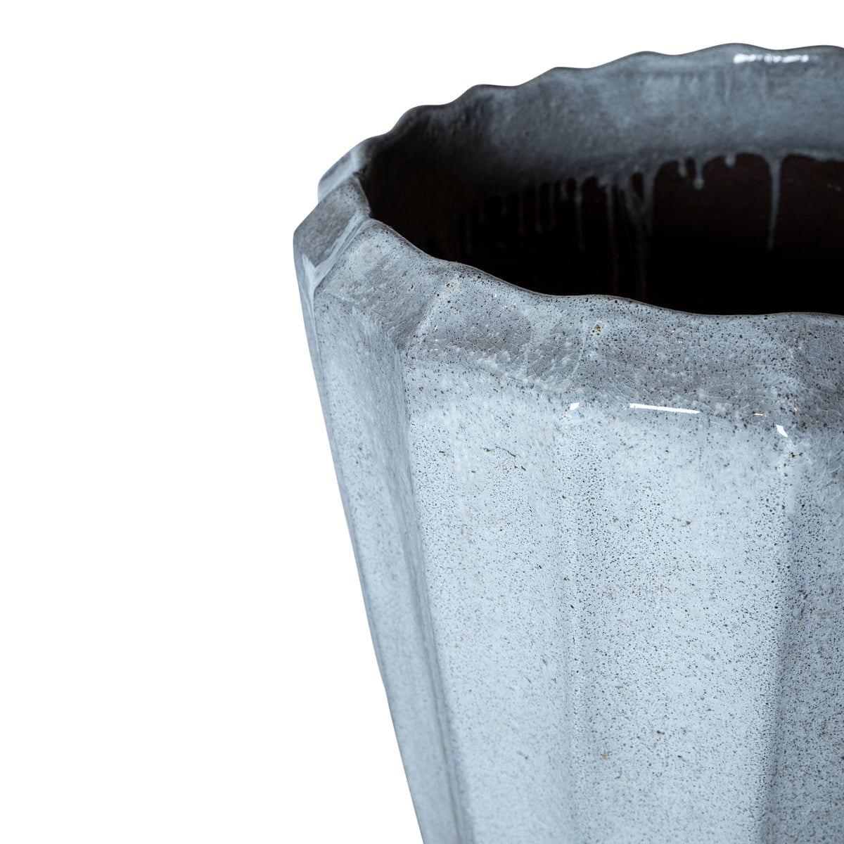Olver White vaso in ceramica struttura scanalata rotondo L PTMD
