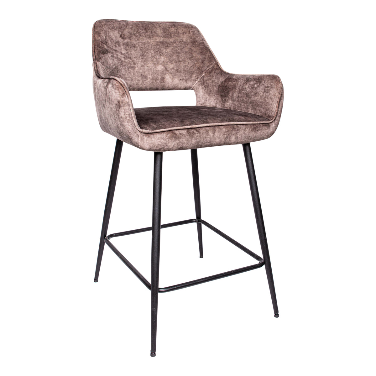 Set di 2 sgabelli da bar Fal Low in velluto marrone PTMD
