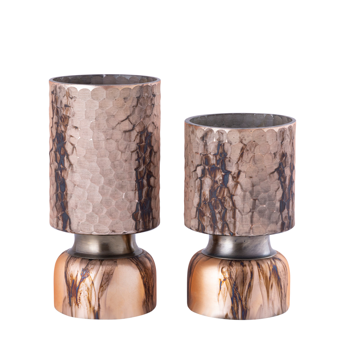 Belinsu Lanterne a vento Rame Vetro PTMD Set da 2