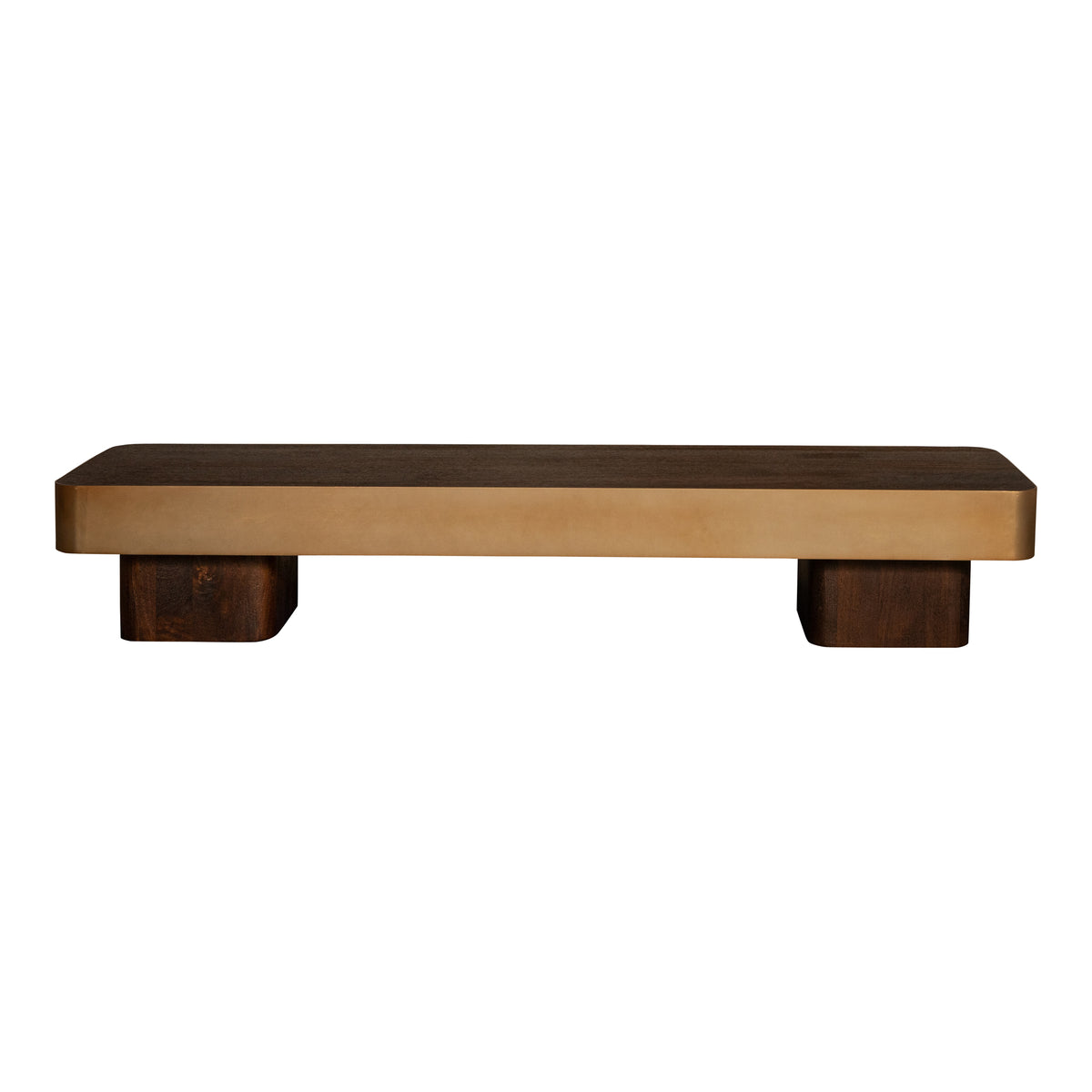 Tavolino da salotto Warren in legno marrone e metallo dorato PTMD