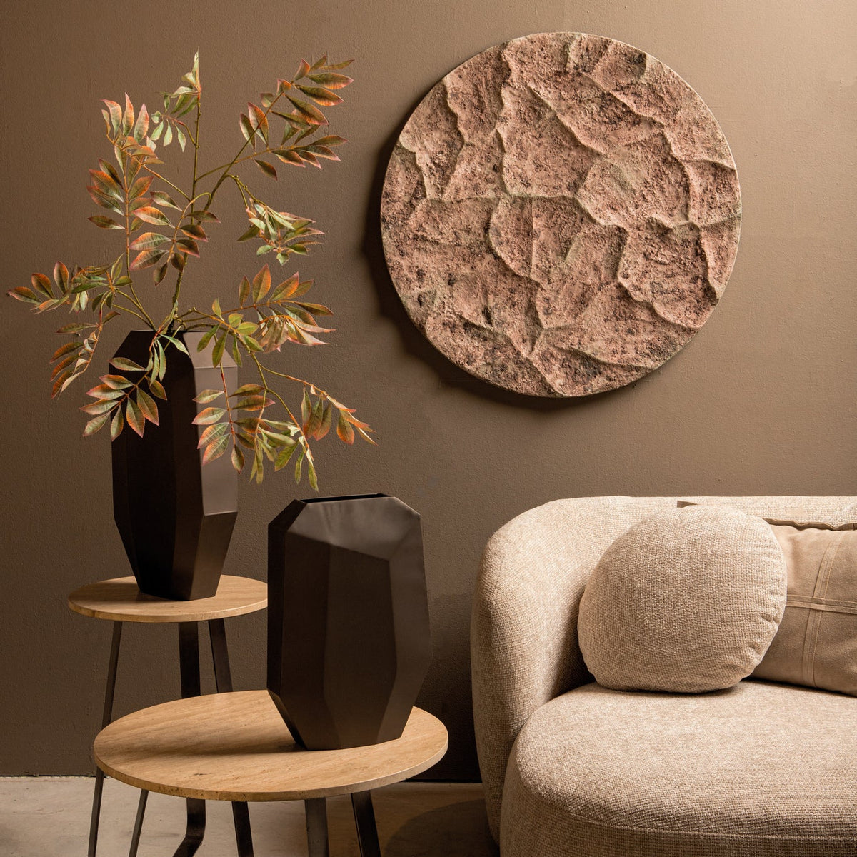 Pannello da parete Rafet L - Ø80cm - Cemento - Grigio PTMD