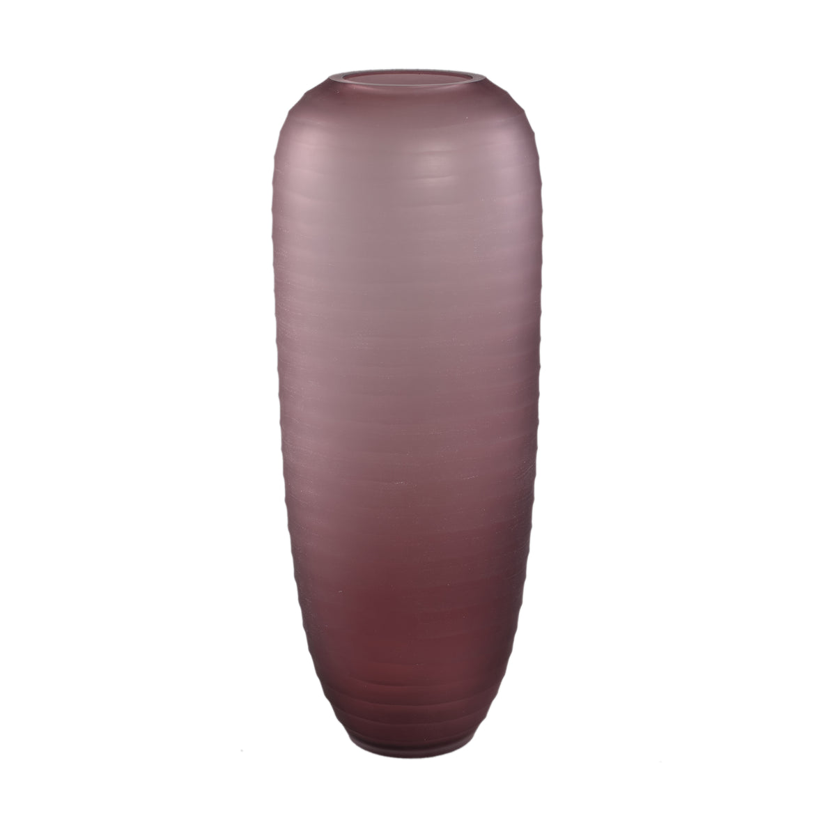 Vaso alto e grande in vetro rosa Nadah, rotondo e scanalato, PTMD
