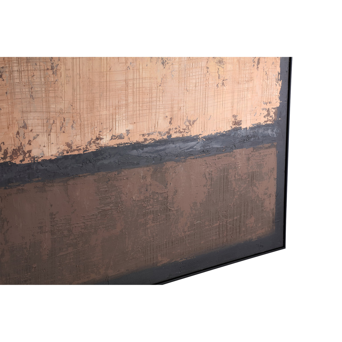 Pannello da parete dipinto su tela marrone Asante, cornice quadrata PTMD