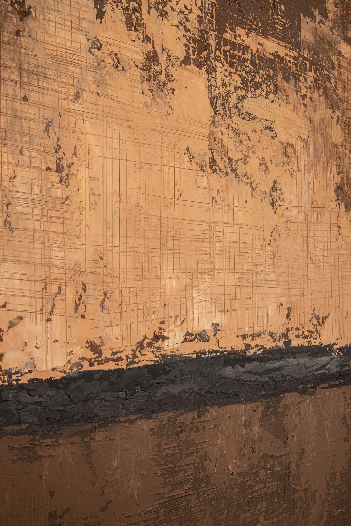 Pannello da parete dipinto su tela marrone Asante, cornice quadrata PTMD