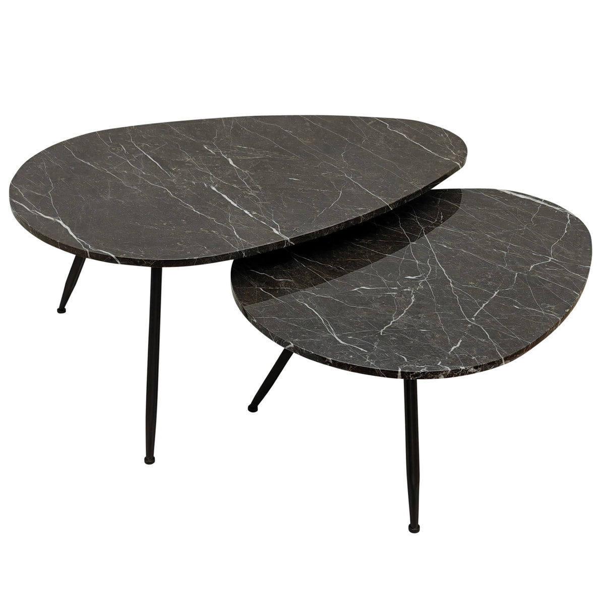 Set di 2 tavolini da salotto Veria in marmo marrone PTMD