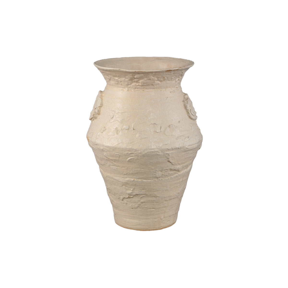 Vaso Leandra Beige Rotondo in Ceramica Grezza Strutturata Large PTMD