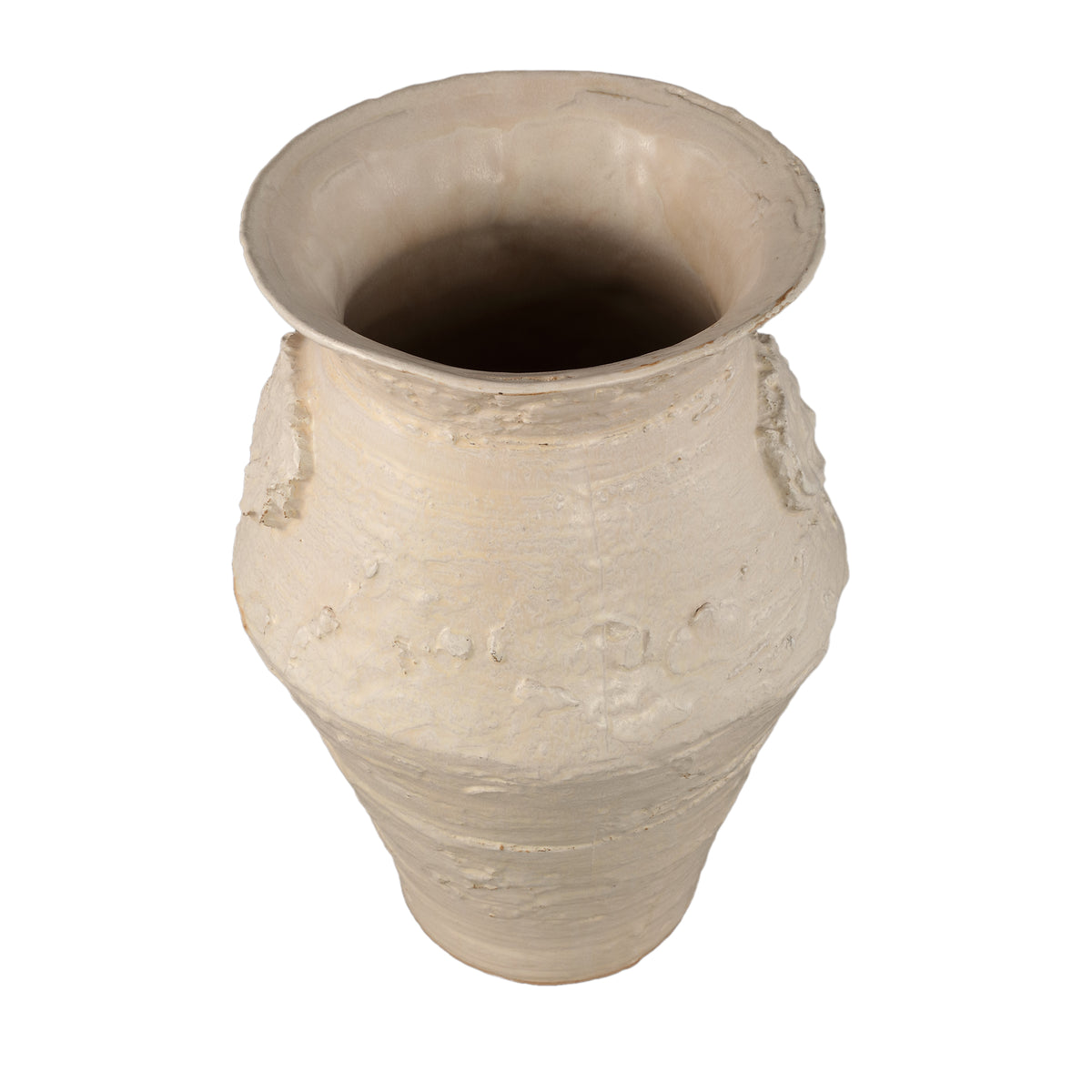 Vaso Leandra Beige Rotondo in Ceramica Grezza Strutturata Large PTMD