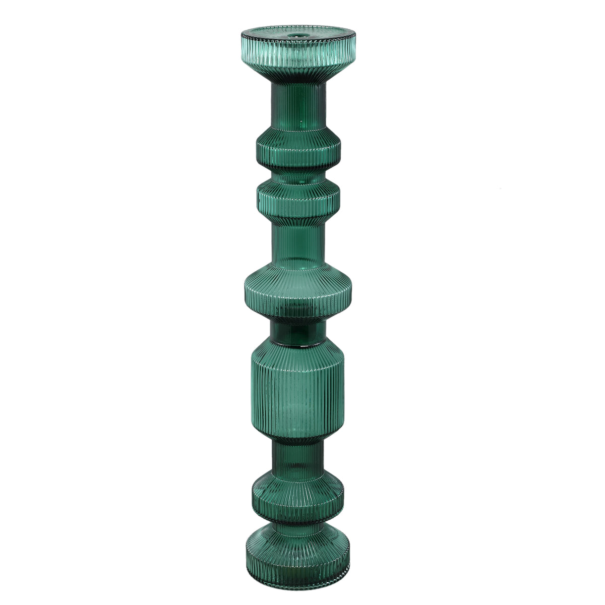 Galinda Candeliere in vetro scanalato verde scuro Large PTMD