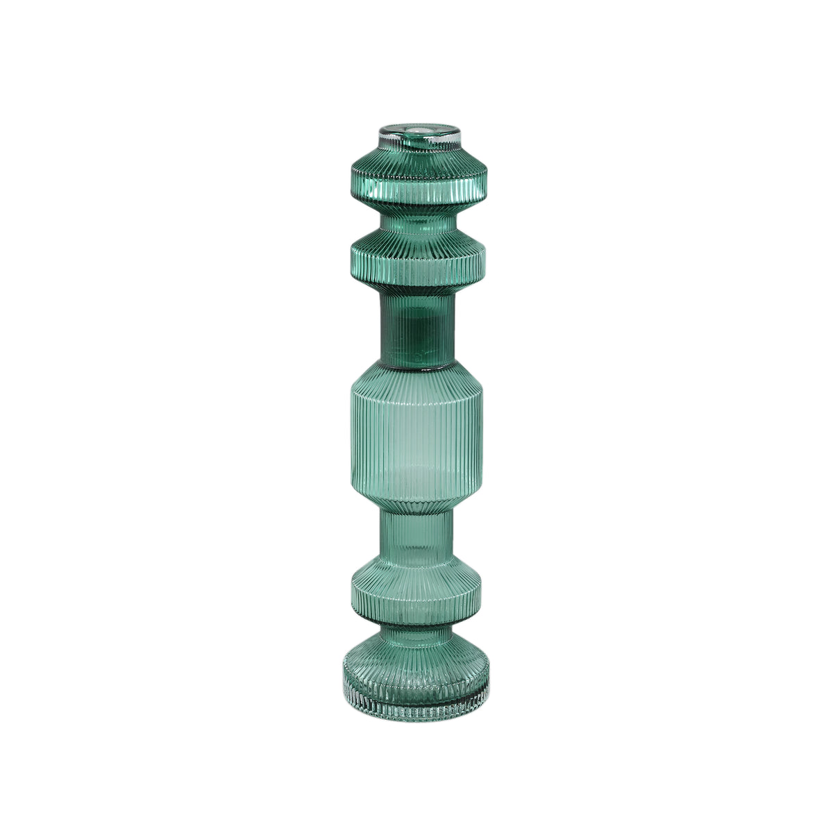 Galinda Candela in vetro scanalato verde scuro piccola PTMD