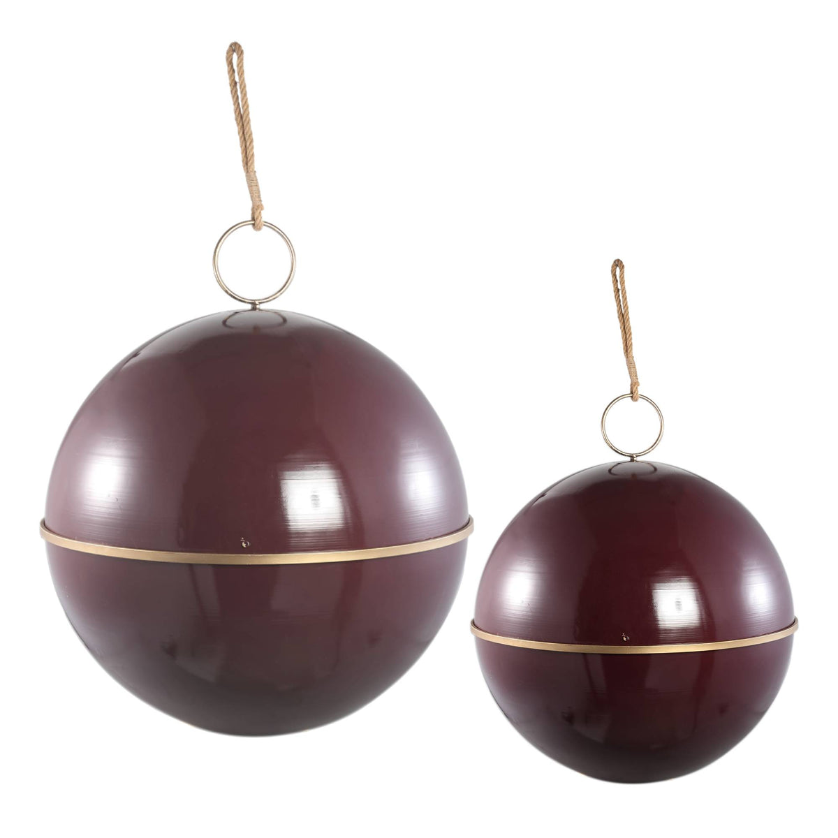 Set di 2 palline di Natale pendenti in ferro Alva color bordeaux PTMD