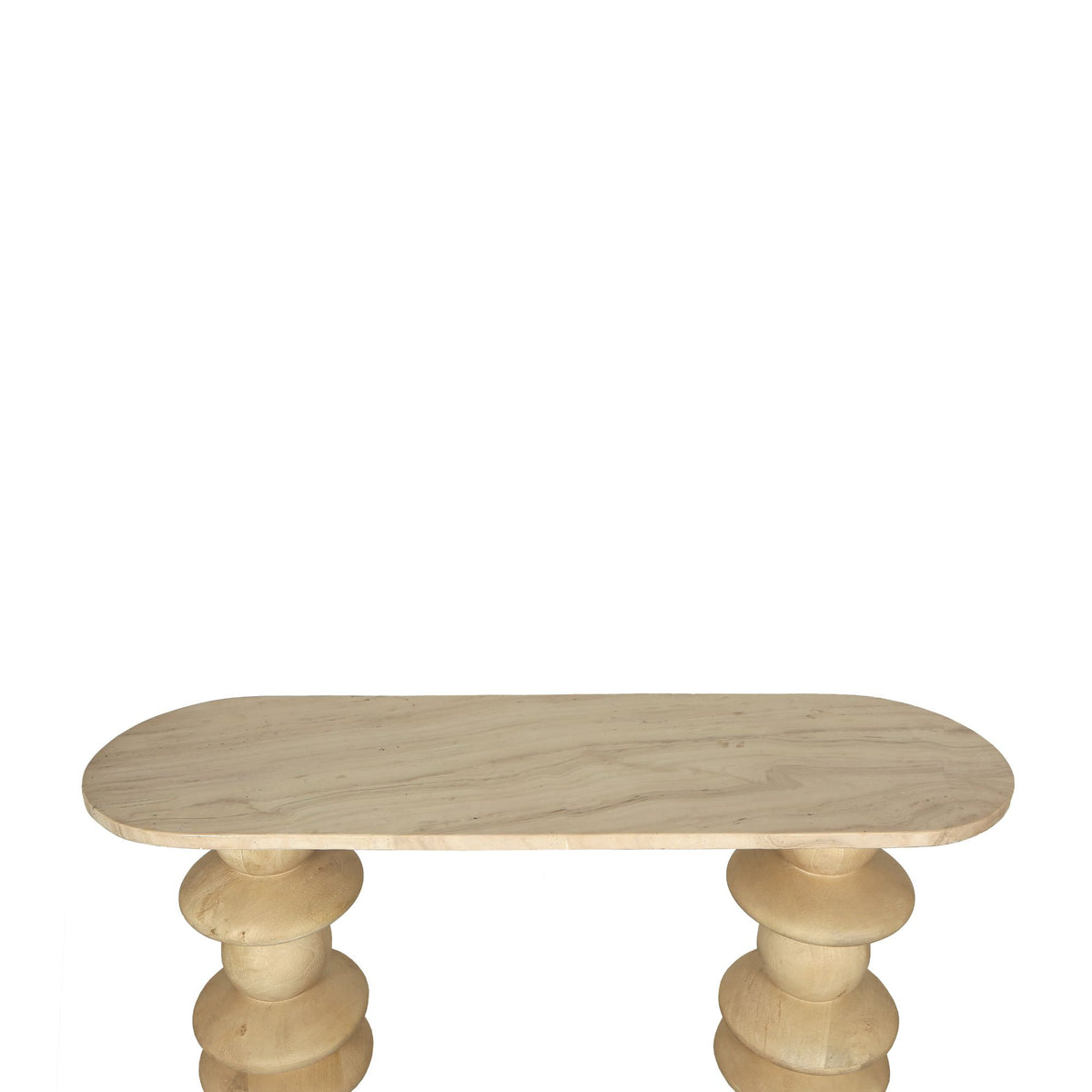 Tavolino Callain in legno di mango naturale e marmo ovale PTMD
