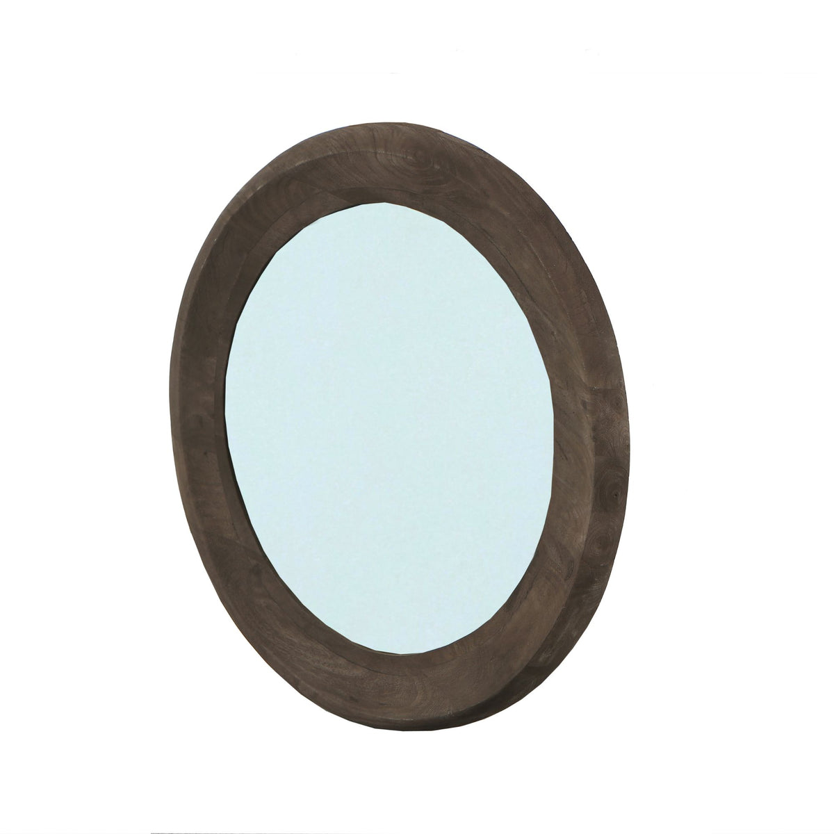 Noam Specchio Rotondo in Legno di Mango Marrone D 70cm x 5cm PTMD