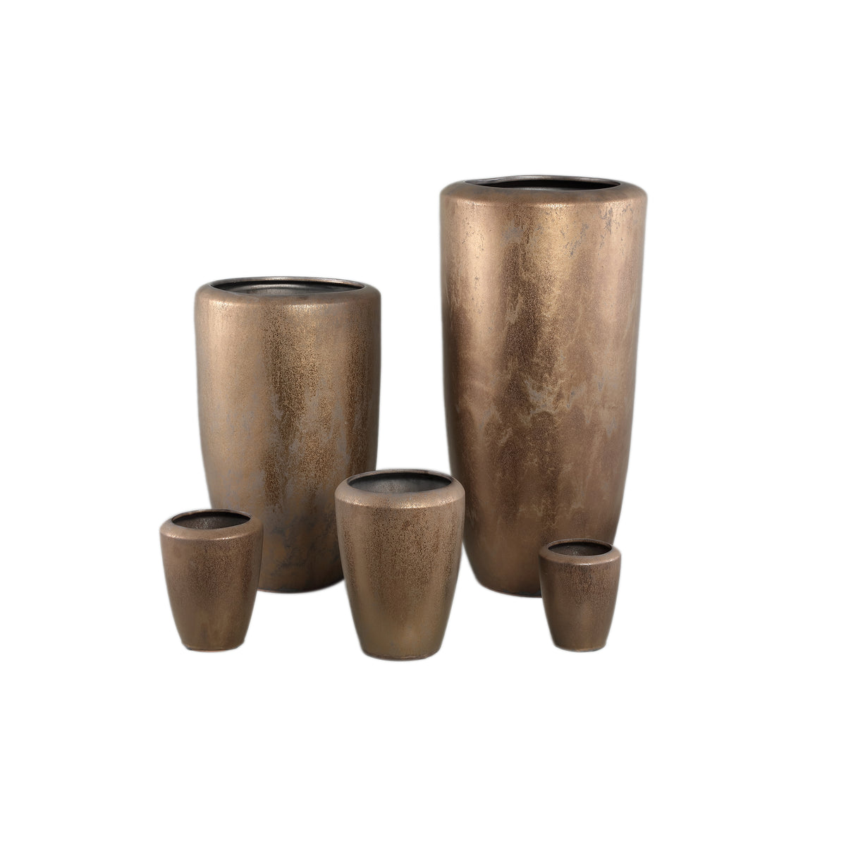 Kyleigh Vaso Rotondo in Ceramica Bronzo Liscio Alto H dia35xH58cm PTMD