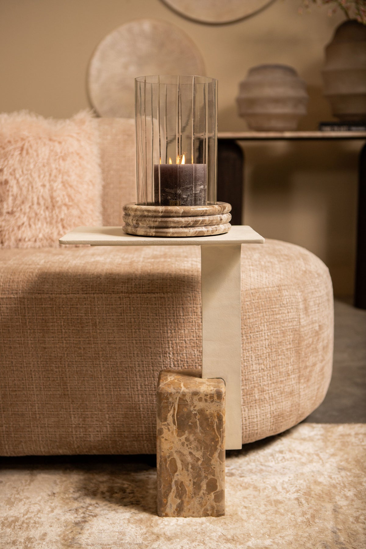 Tavolino Ebe Beige Marmo Rettangolare PTMD