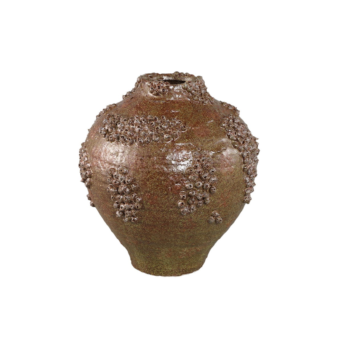 Vaso Deisy in ceramica verde con finitura corallo, grande, PTMD