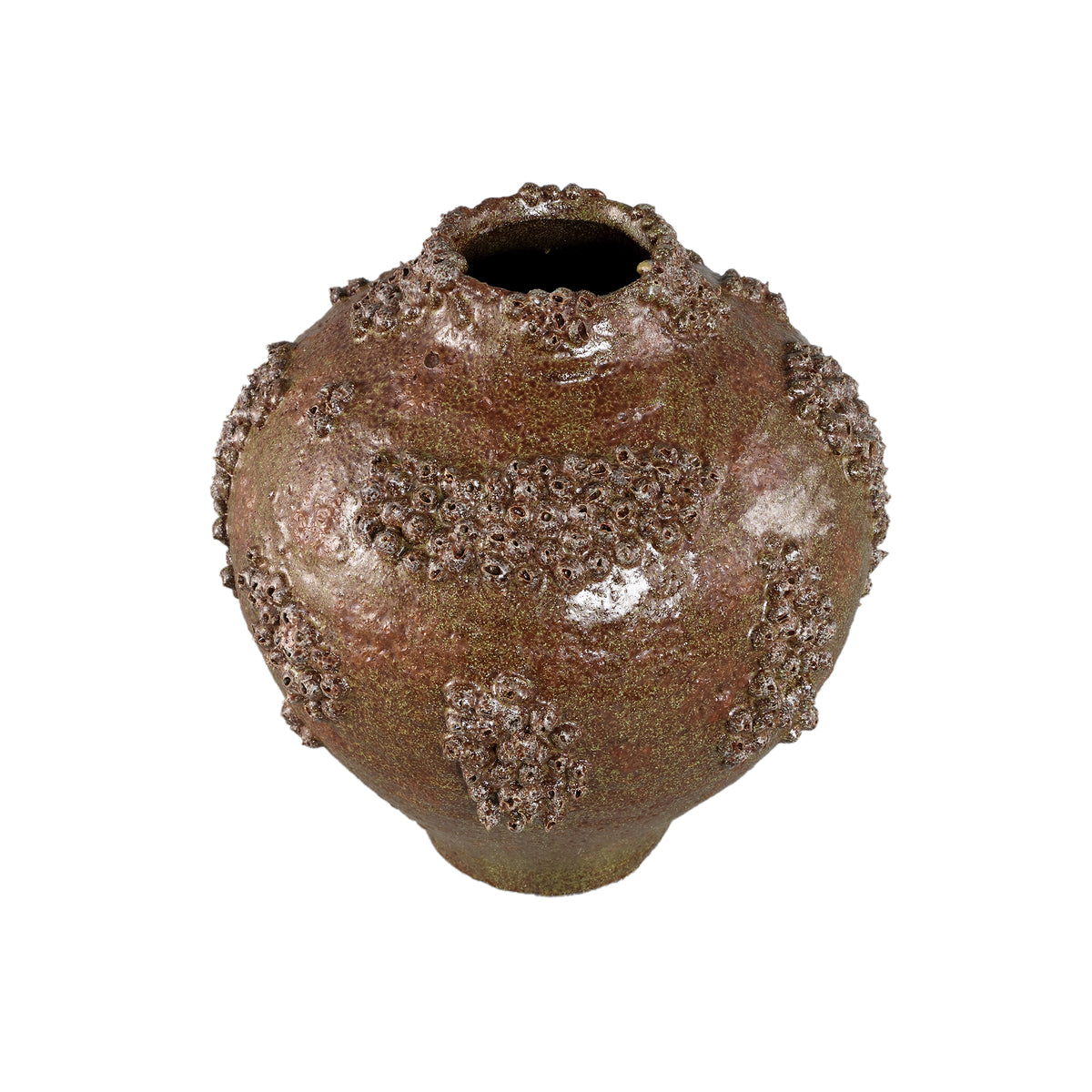 Vaso Deisy in ceramica verde con finitura corallo, grande, PTMD