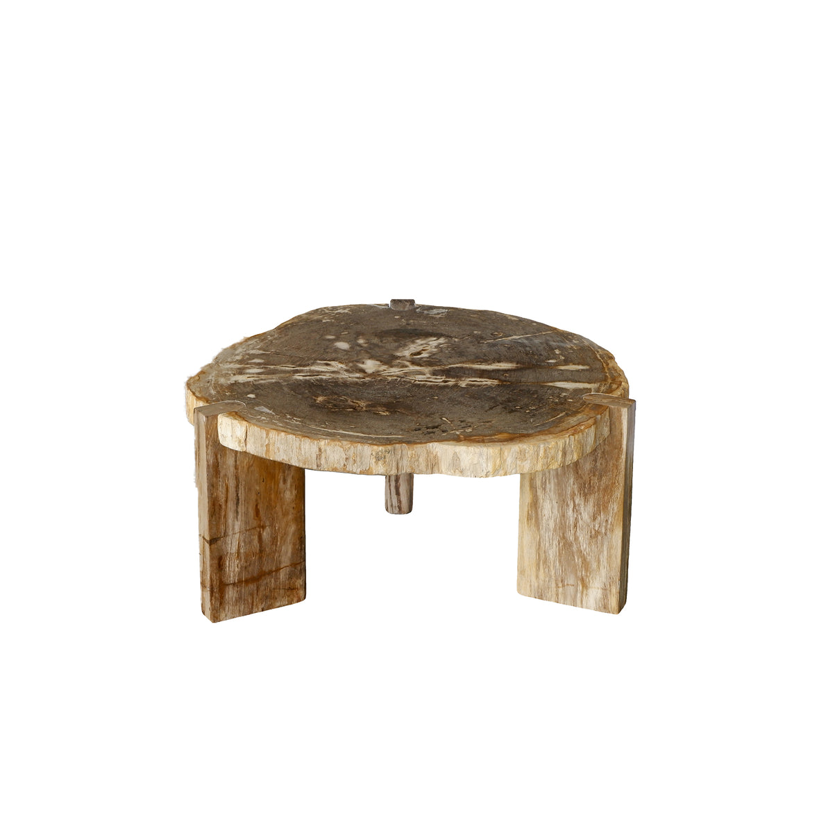 Tavolino da salotto Kayo Naturale Legno pietrificato 3 Gambe Alto PTMD