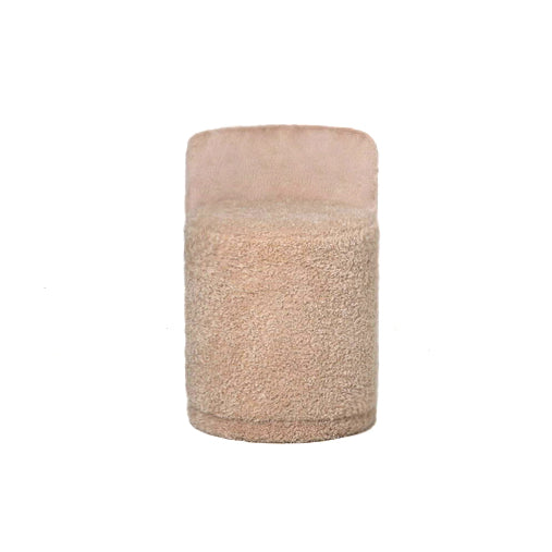 Pouf Brandon Beige in Tessuto Rotondo con Schienale PTMD