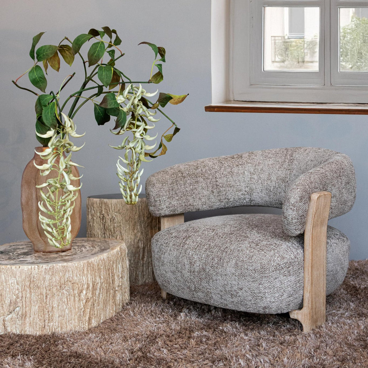 Poltrona Mire Taupe Legacy 3 Mink Legno di caucciù PTMD