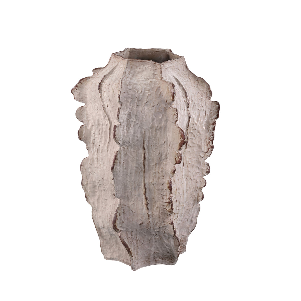 Talan Vaso Angolare in Ceramica Beige Scanalato L PTMD