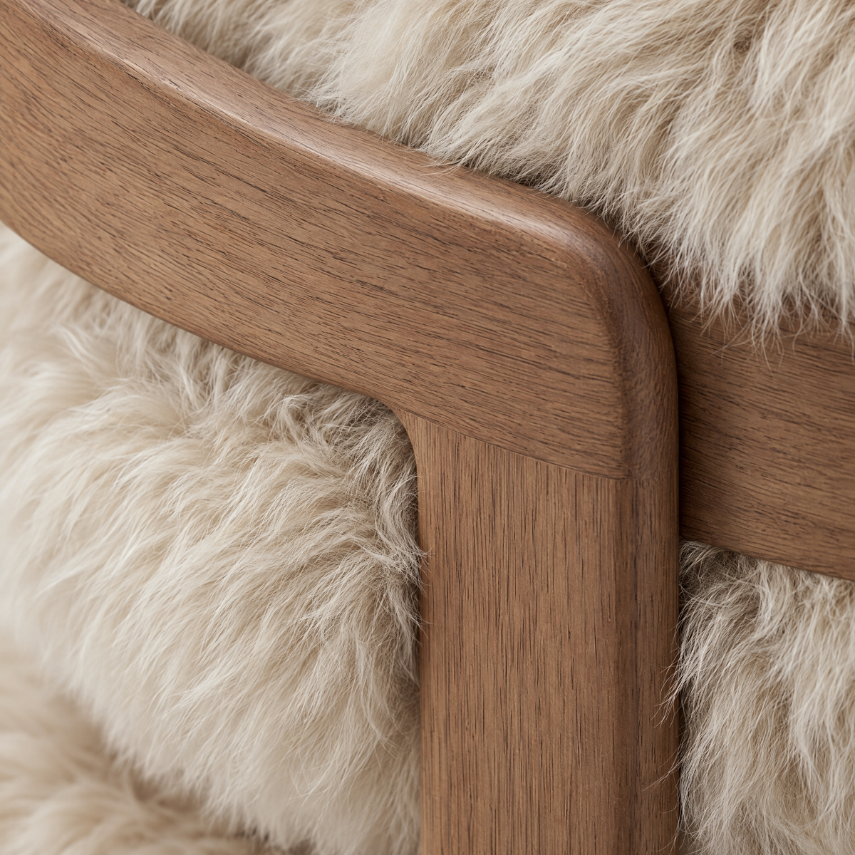 Sedia da pranzo Avelon in vera pelle di pecora beige e legno di frassino PTMD