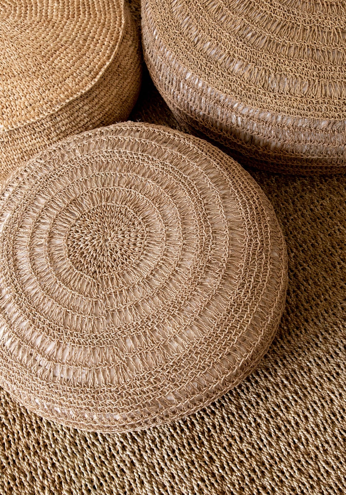 Pouf Raffia Flores - Naturale Bazar Bizar