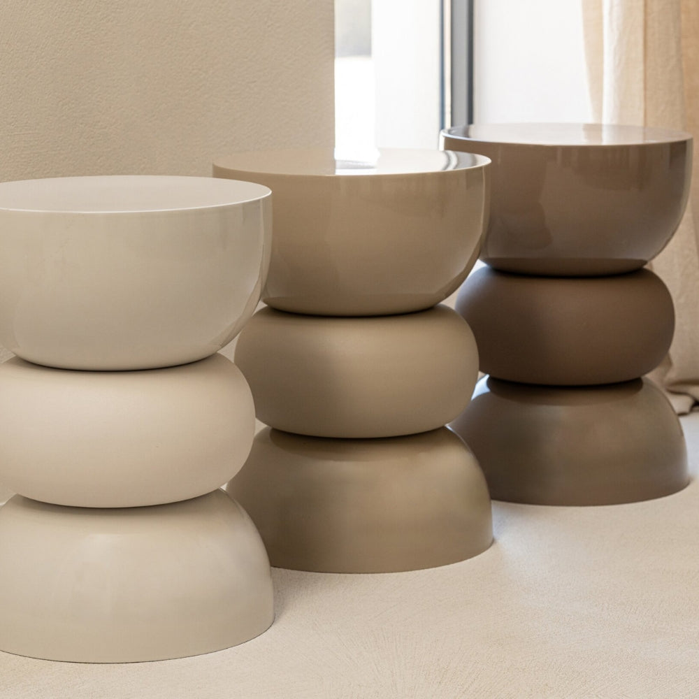 Tavolino lucido in ferro opaco beige J-Line