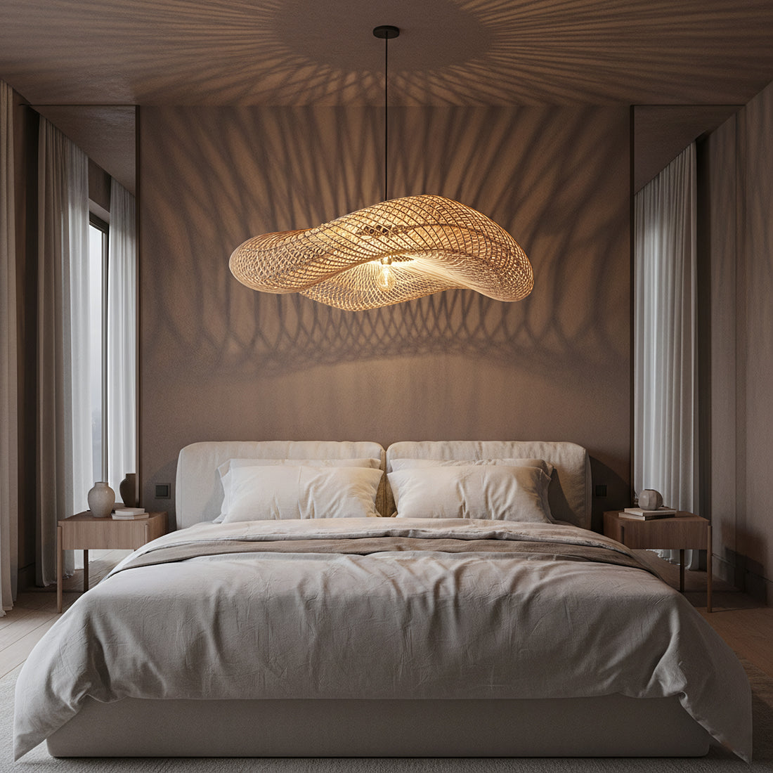 Lampada a sospensione Wave Natural XL Raw Materials