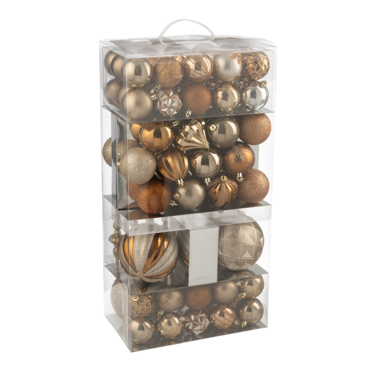 Scatola Da 80 Palline Di Natale In Plastica Marroni J-Line
