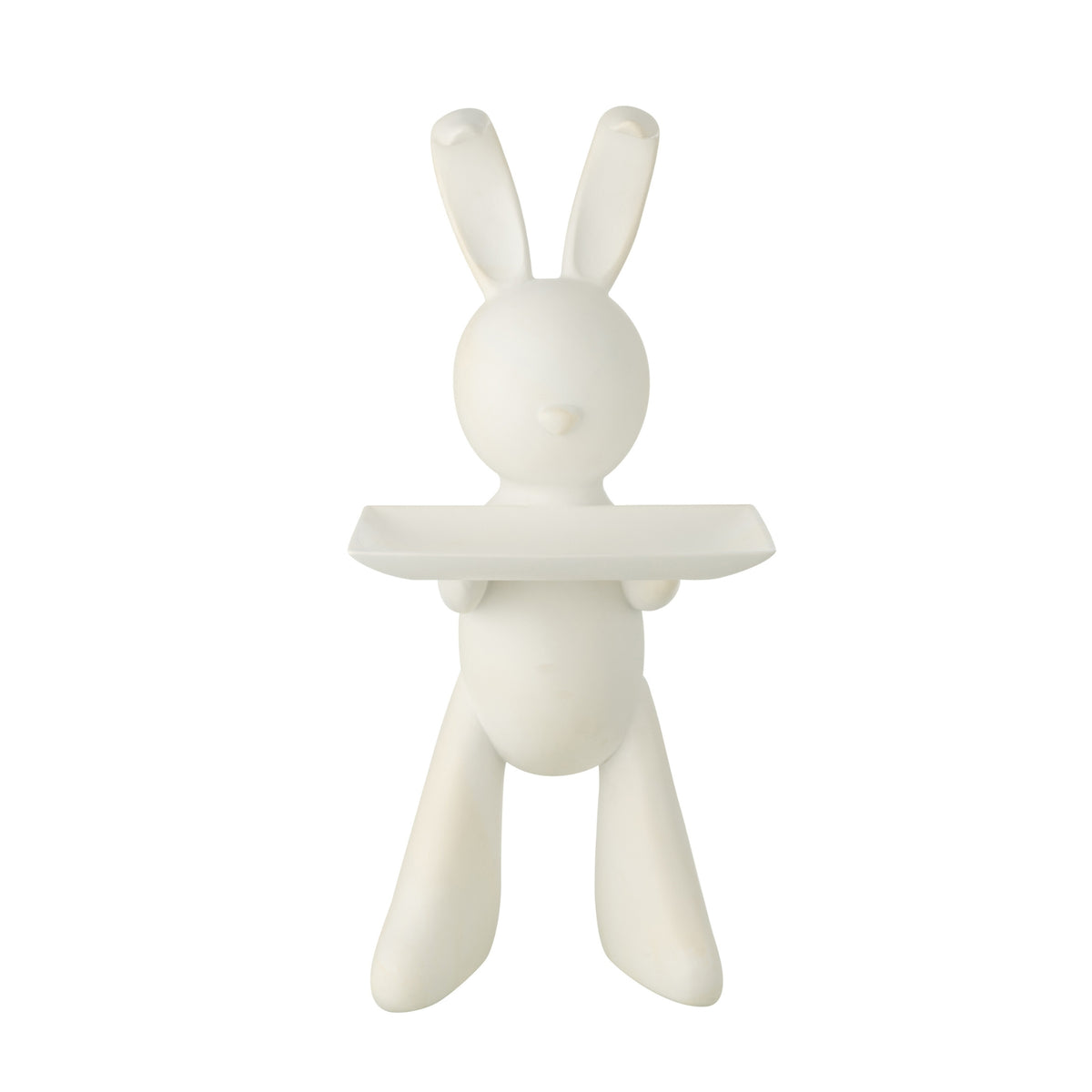Vassoio decorativo con coniglio in poliresina bianco J-Line