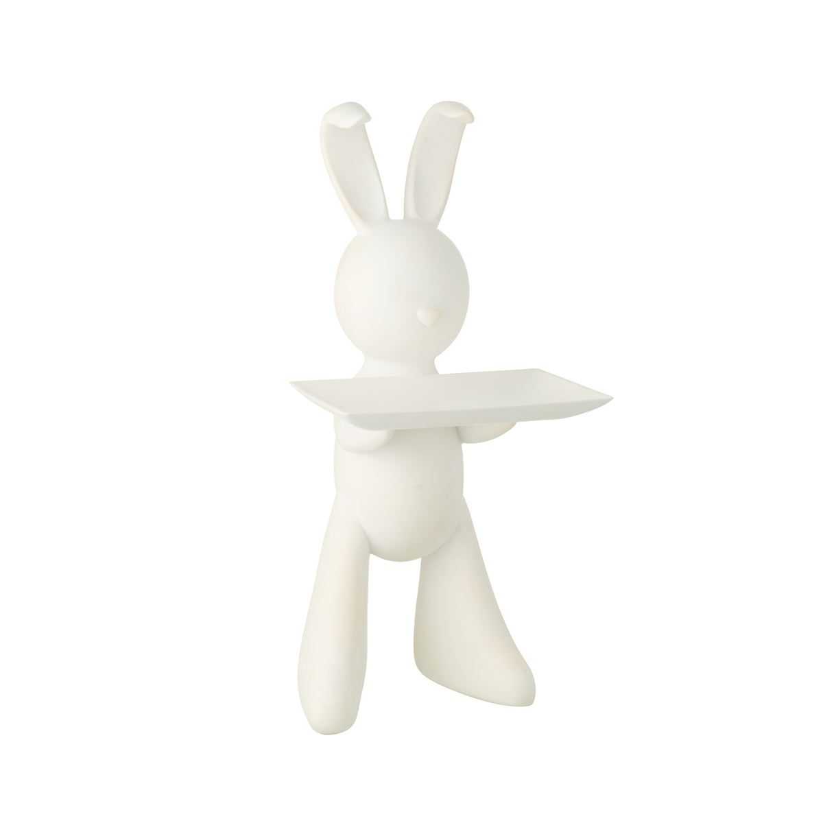 Vassoio decorativo con coniglio in poliresina bianco J-Line