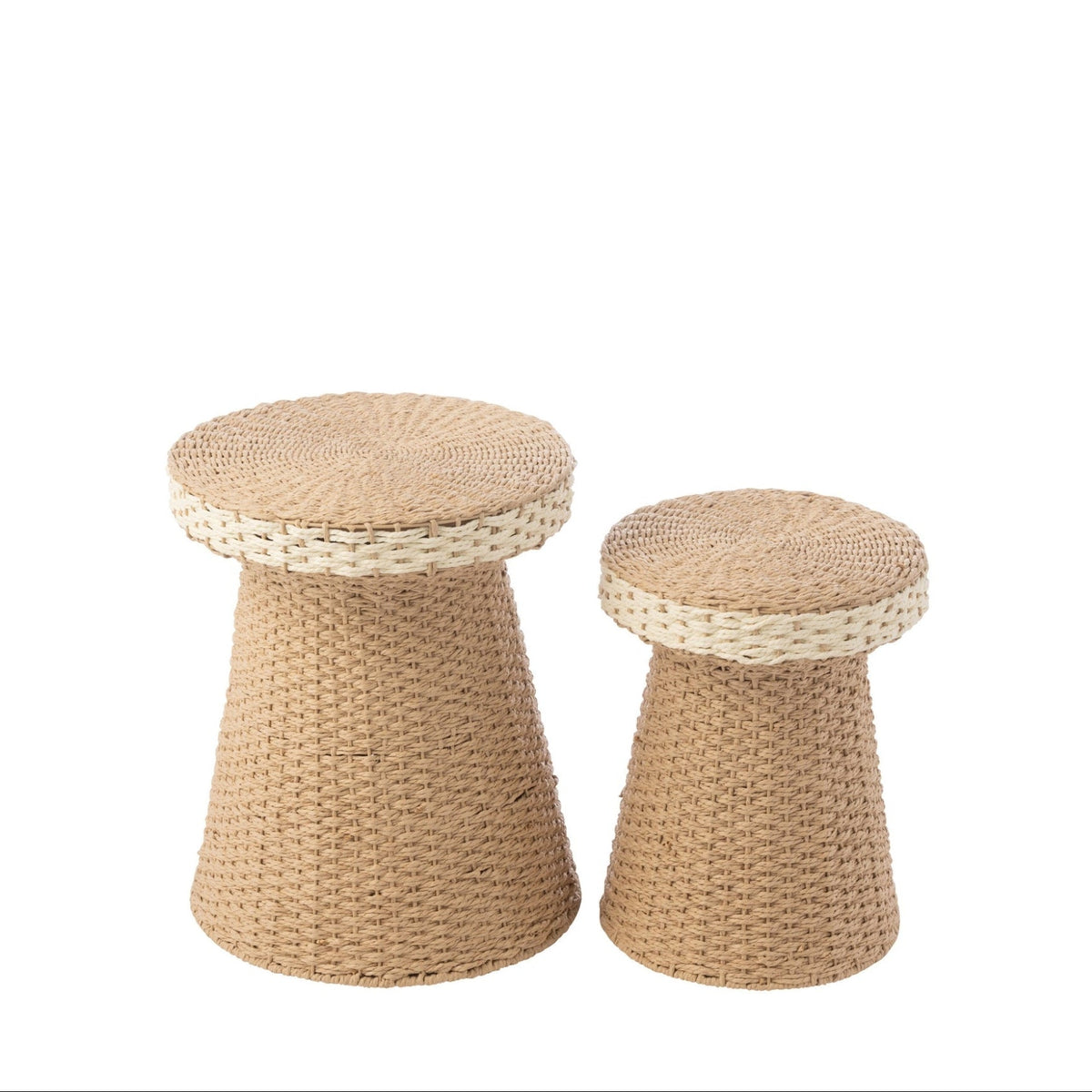 Set di 2 tavolini in carta naturale/bianco J-Line