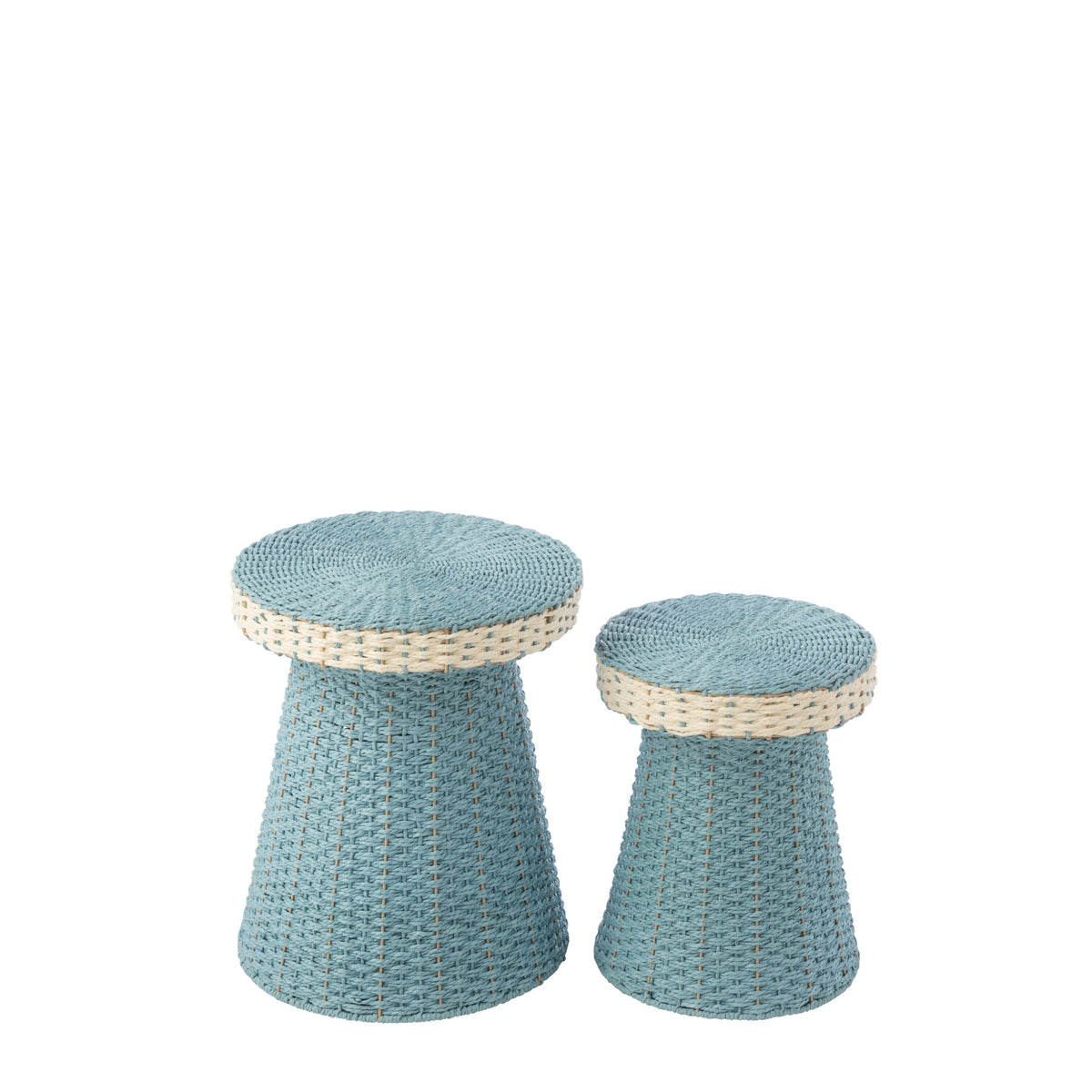 Set di 2 tavolini in carta azzurro chiaro/bianco J-Line