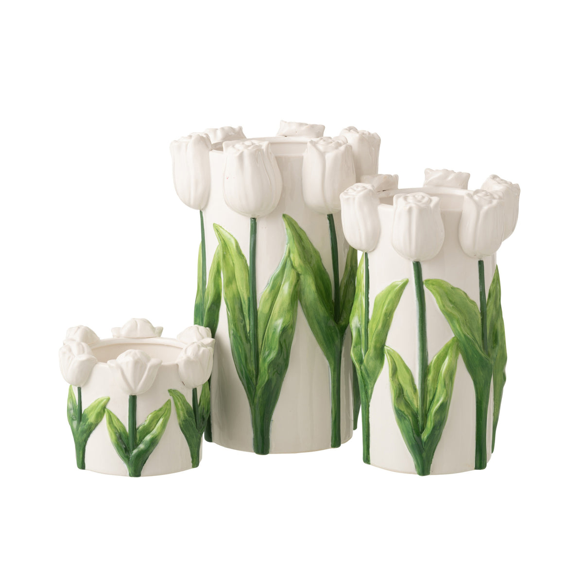 Vaso Tulipano Ceramica Bianco/Verde Large J-Line