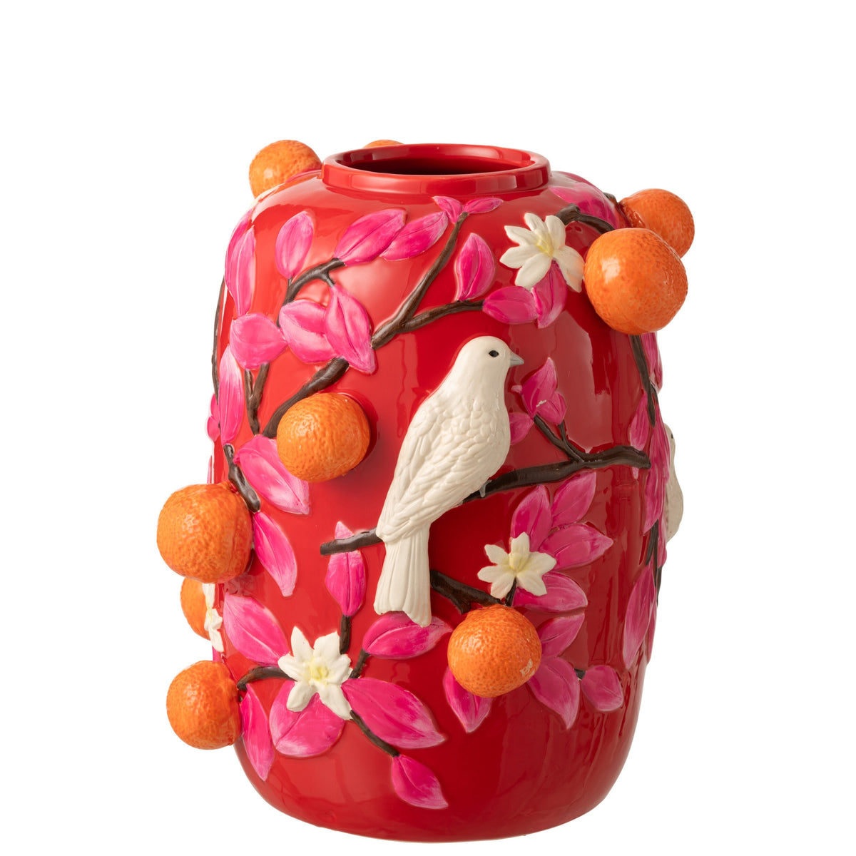 Vaso Uccello/Arance Ceramica Rosa/Arancione Large J-Line