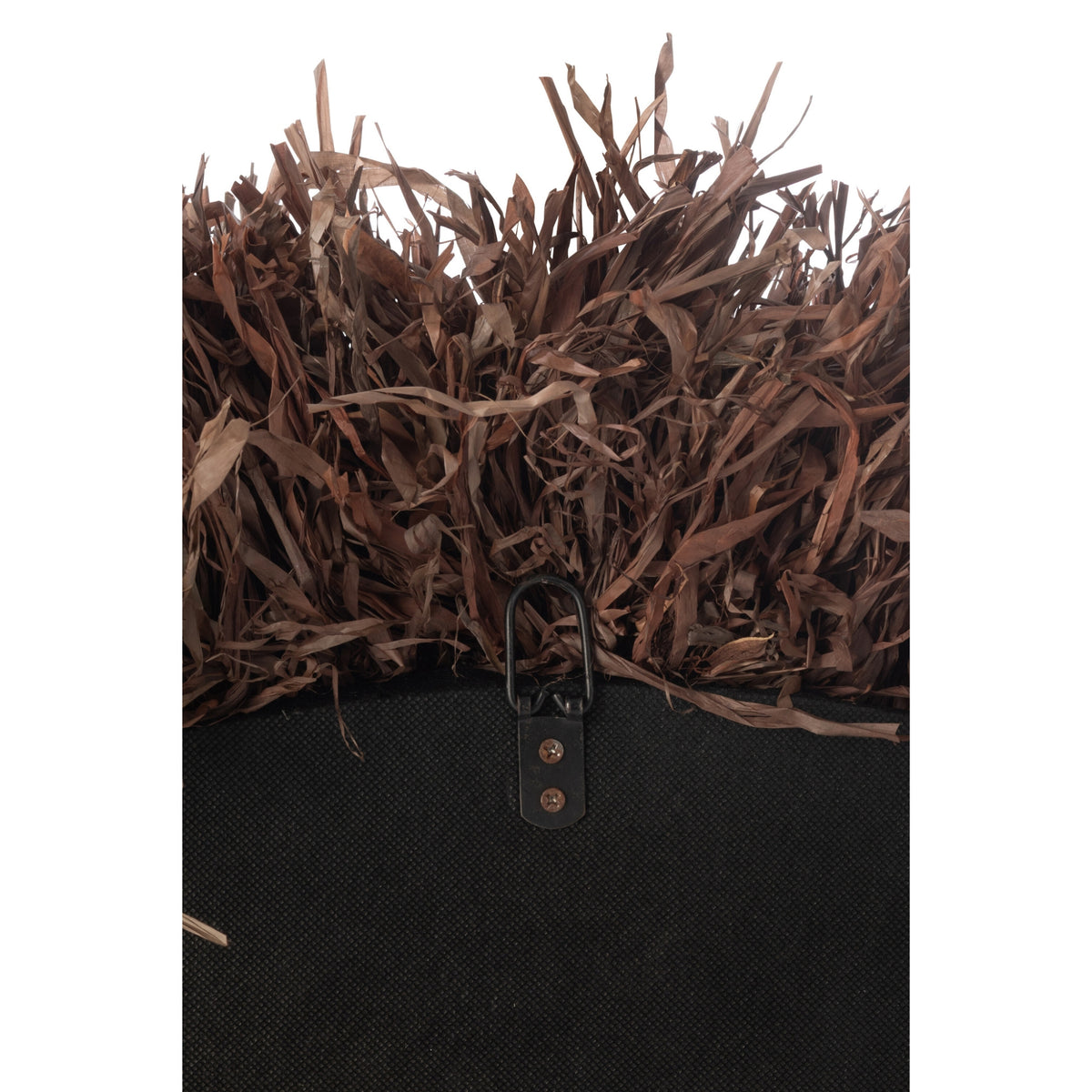 Specchio da parete rotondo in sisal marrone scuro J-Line