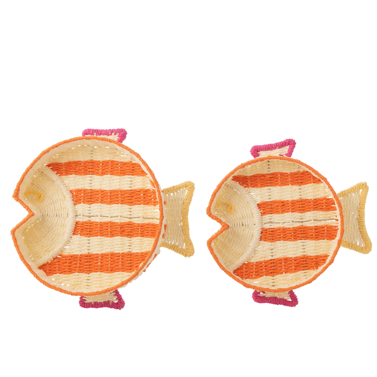 Set di 2 vassoi decorativi a righe con pesce in carta multicolore J-Line