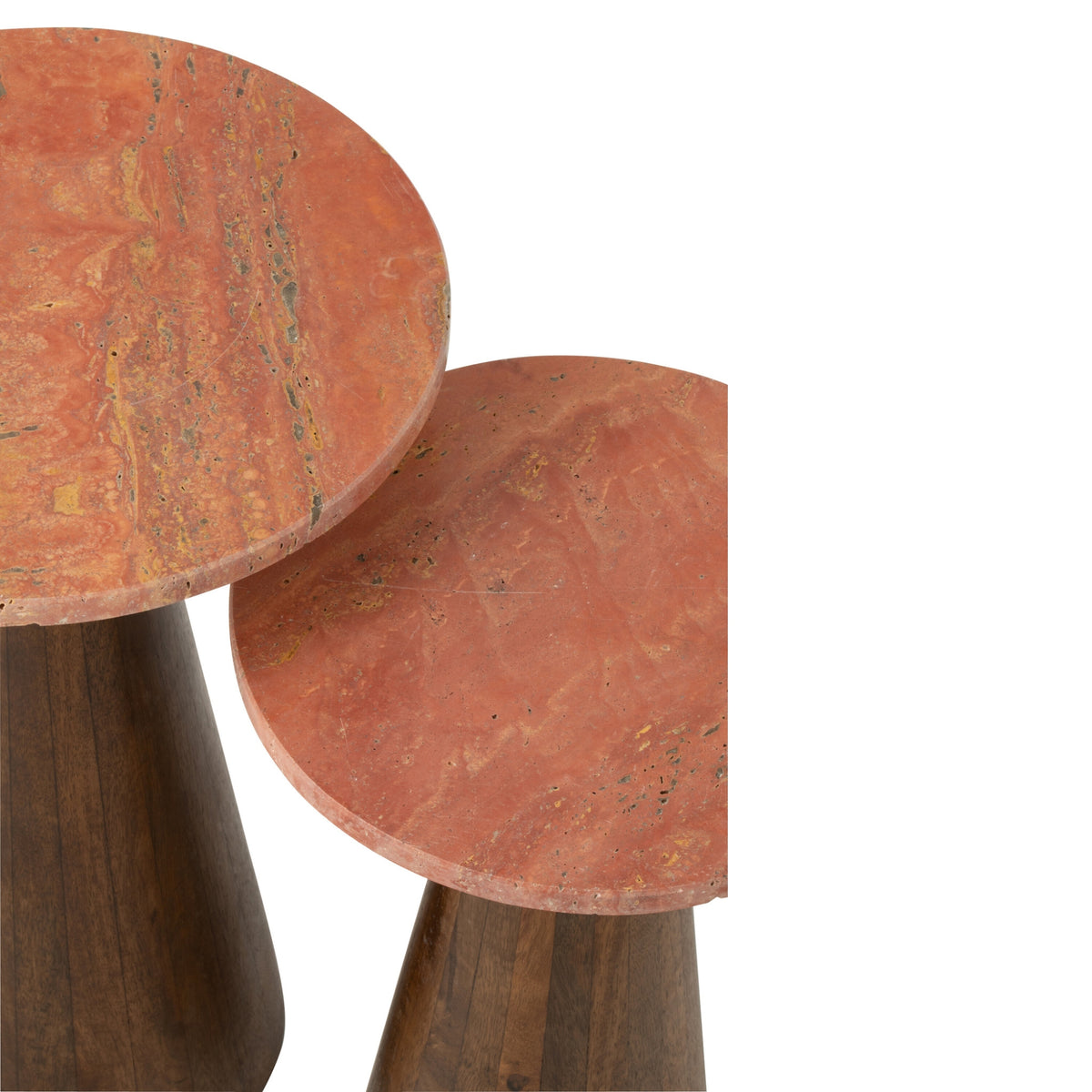 Set di 2 tavolini rotondi in marmo terracotta/marrone scuro J-Line