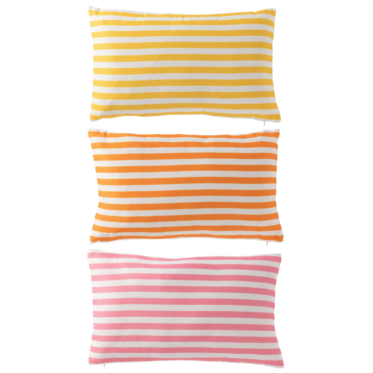 Cuscino da Esterno Rettangolare a Righe in Poliestere Multicolore Assortimento da 3 J-Line
